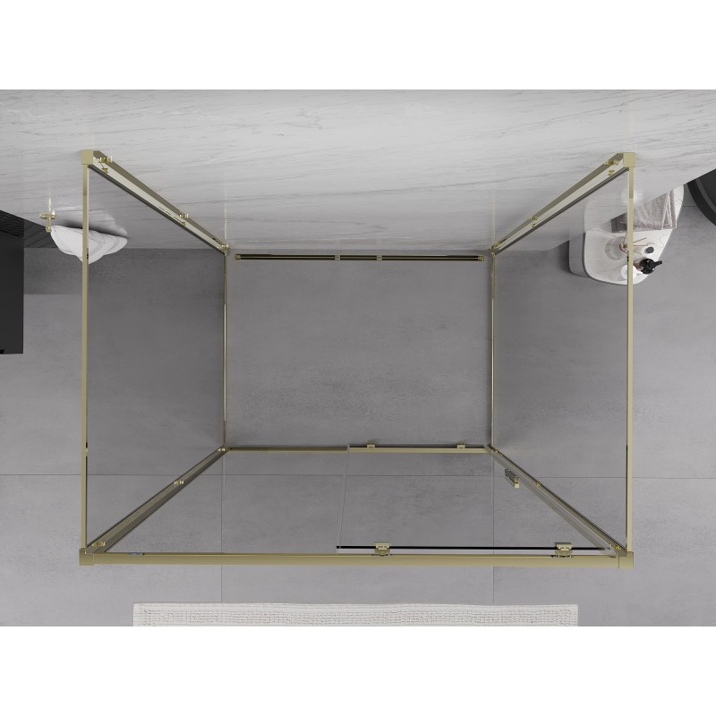 Mexen Exo-3S cabine de douche coulissante à 3 parois 105 x 110 cm, transparente, dorée - 8151-105-110-50-00-3S