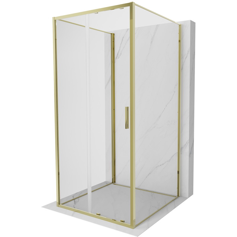 Mexen Exo-S 3S cabine de douche coulissante à 3 parois 110 x 110 cm, transparente, dorée - 8151-110-110-50-00-3S