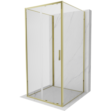 Mexen Exo-S 3S cabine de douche coulissante à 3 parois 110 x 110 cm, transparente, dorée - 8151-110-110-50-00-3S