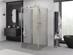 Mexen Exo-S 3S cabine de douche coulissante à 3 parois 110 x 110 cm, transparente, dorée - 8151-110-110-50-00-3S