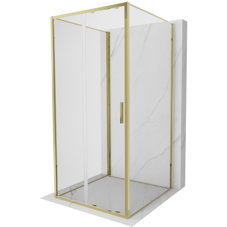 Mexen Exo-3S cabine de douche à 3 parois coulissante 120 x 120 cm, transparent, or - 8151-120-120-50-00-3S