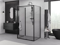 Mexen Exo-S 3S cabine de douche à 3 parois coulissante 100 x 75 cm, transparent, noir - 8151-100-075-70-00-3S
