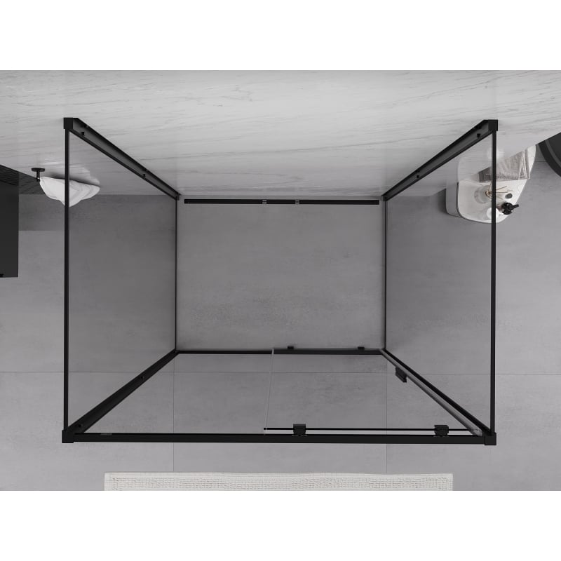 Mexen Exo-3S cabine de douche à 3 parois coulissante 110 x 80 cm, transparente, noire - 8151-110-080-70-00-3S