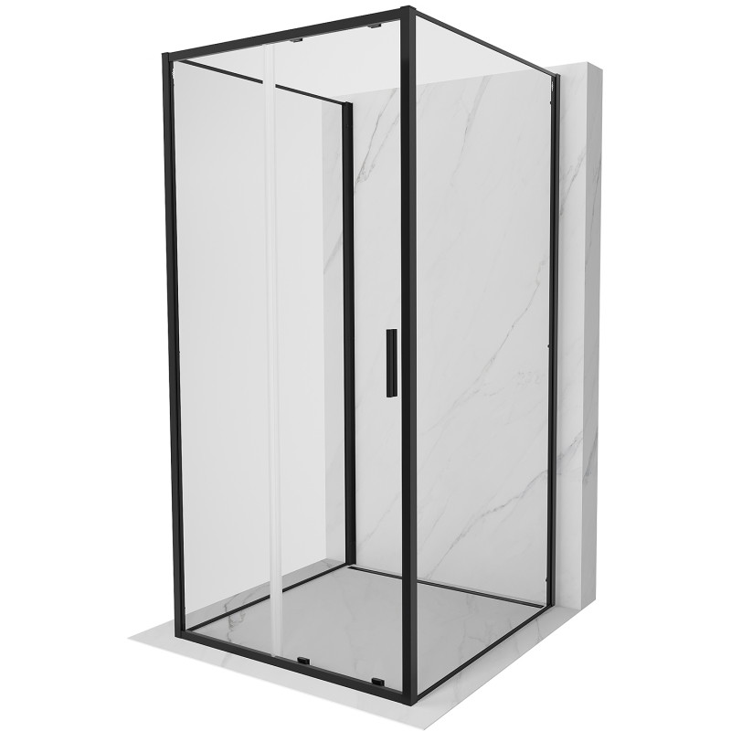 Mexen Exo-S 3S cabine de douche à 3 faces coulissante 90 x 90 cm, transparent, noir - 8151-090-090-70-00-3S