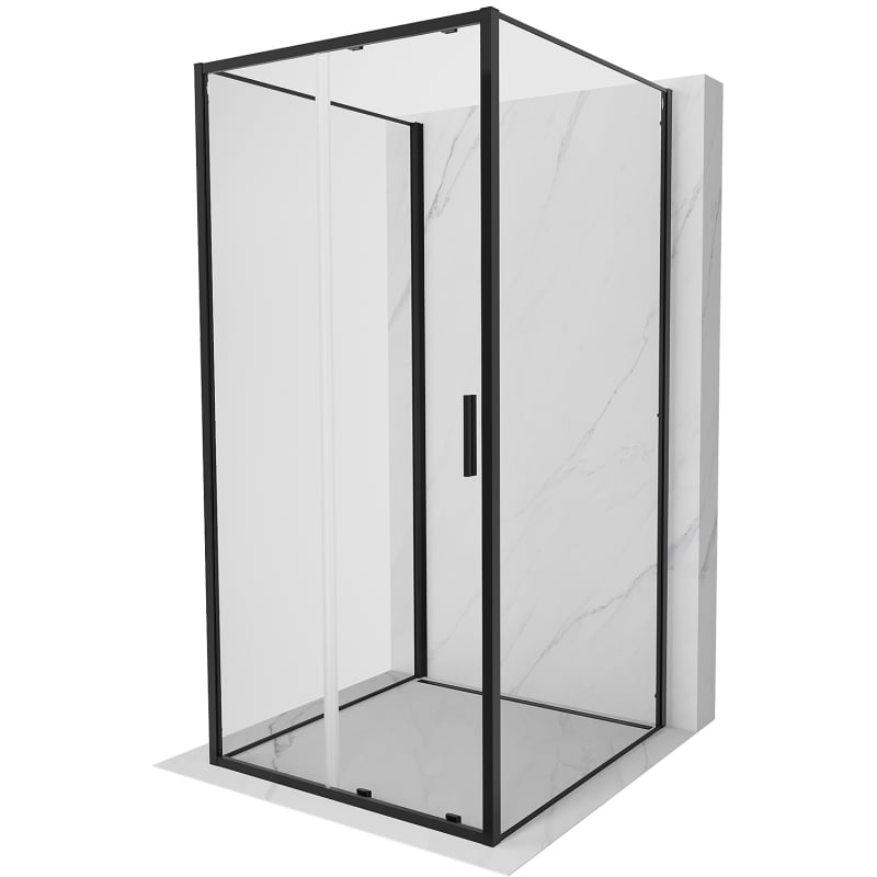Mexen Exo-3S cabine de douche à 3 parois coulissante 95 x 95 cm, transparent, noir - 8151-095-095-70-00-3S