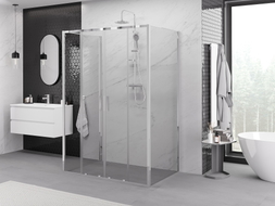 Mexen Exo-S Duo 3S cabine de douche coulissante à 3 murs 150 x 70 cm, transparent, chrome - 8152-150-070-01-00-3S