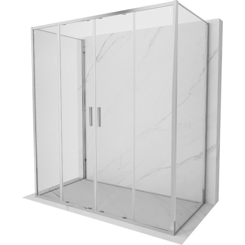 Mexen Exo-S Duo 3S cabine de douche à 3 parois coulissante 170 x 75 cm, transparent, chromée - 8152-170-075-01-00-3S