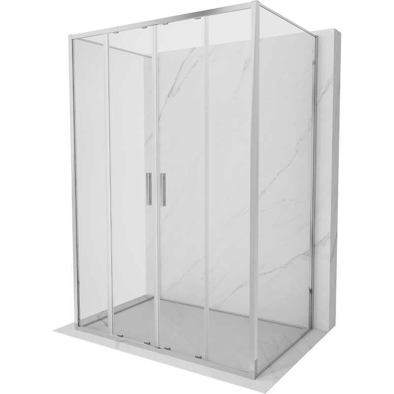 Mexen Exo-S Duo 3S cabine de douche à 3 côtés coulissante 150 x 80 cm, transparent, chrome - 8152-150-080-01-00-3S
