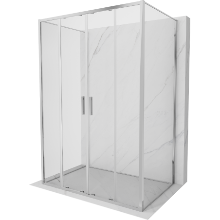 Mexen Exo-S Duo 3S cabine de douche à 3 côtés coulissante 150 x 80 cm, transparent, chrome - 8152-150-080-01-00-3S