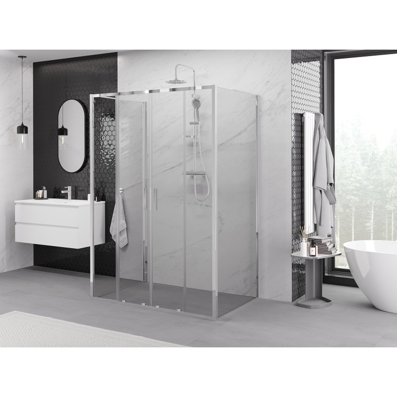 Mexen Exo-S Duo 3S cabine de douche à 3 côtés coulissante 150 x 80 cm, transparent, chrome - 8152-150-080-01-00-3S