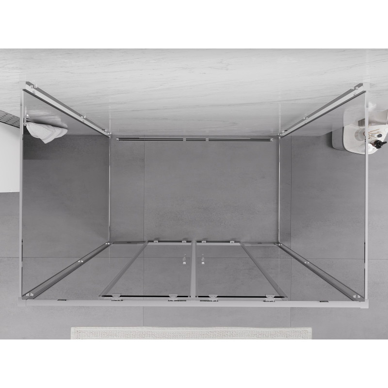 Mexen Exo-S Duo 3S cabine de douche à 3 côtés coulissante 150 x 80 cm, transparent, chrome - 8152-150-080-01-00-3S