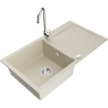 Mexen Leo évier en granit 1-bac avec égouttoir et mitigeur Telma, beige - 6501-69-670200-00