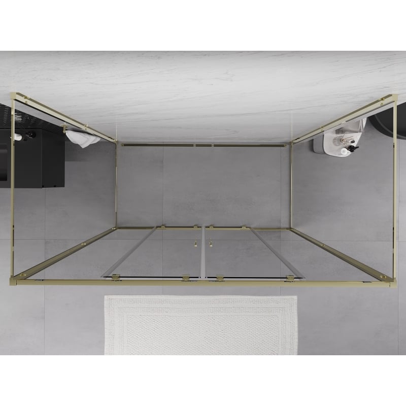 Mexen Exo-3S cabine de douche à 3 parois coulissante 190 x 70 cm, transparente, dorée - 8152-190-070-50-00-3S