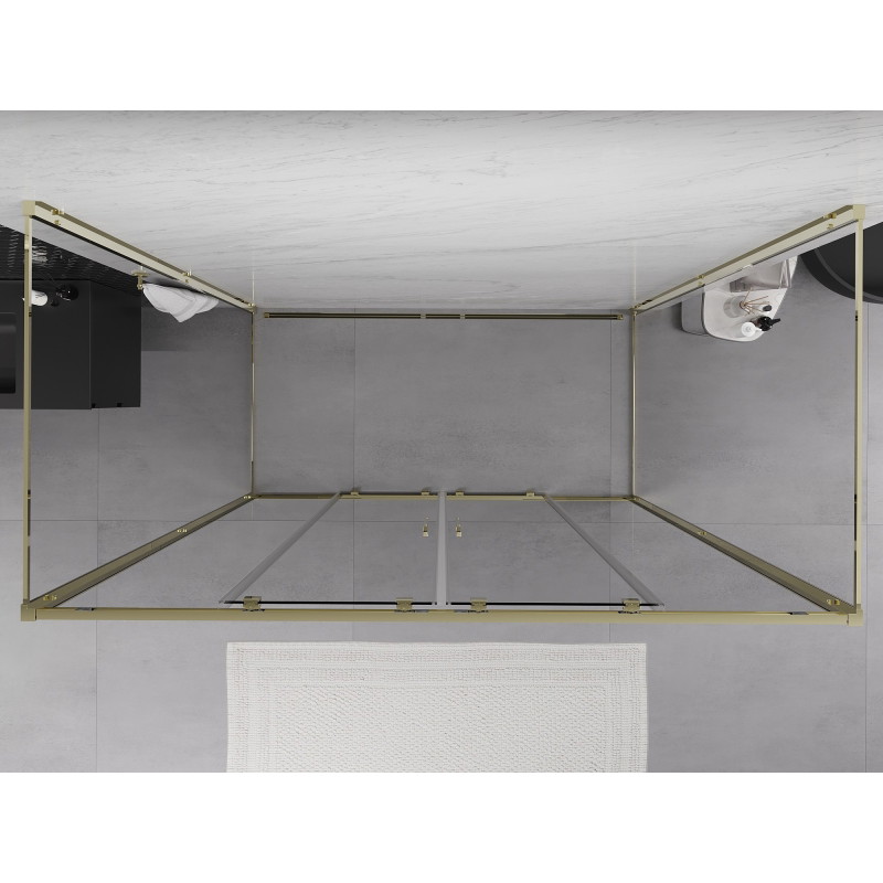 Mexen Exo-S Duo 3S cabine de douche 3 parois coulissante 200 x 70 cm, transparent, or - 8152-200-070-50-00-3S