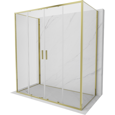 Mexen Exo-3S cabine de douche coulissante à 3 côtés 200 x 80 cm, transparent, or - 8152-200-080-50-00-3S