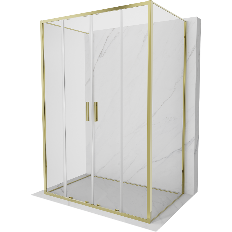 Mexen Exo-3S cabine de douche à 3 parois coulissante 150 x 85 cm, transparent, dorée - 8152-150-085-50-00-3S