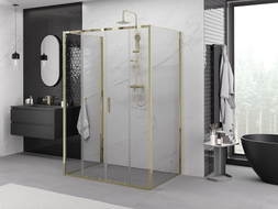 Mexen Exo-S Duo 3S cabine de douche coulissante à 3 parois 160 x 85 cm, transparent, dorée - 8152-160-085-50-00-3S