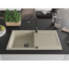 Mexen Leo évier de cuisine en granit 1 bac avec égouttoir et robinet Telma, beige - 6501-69-670200-70
