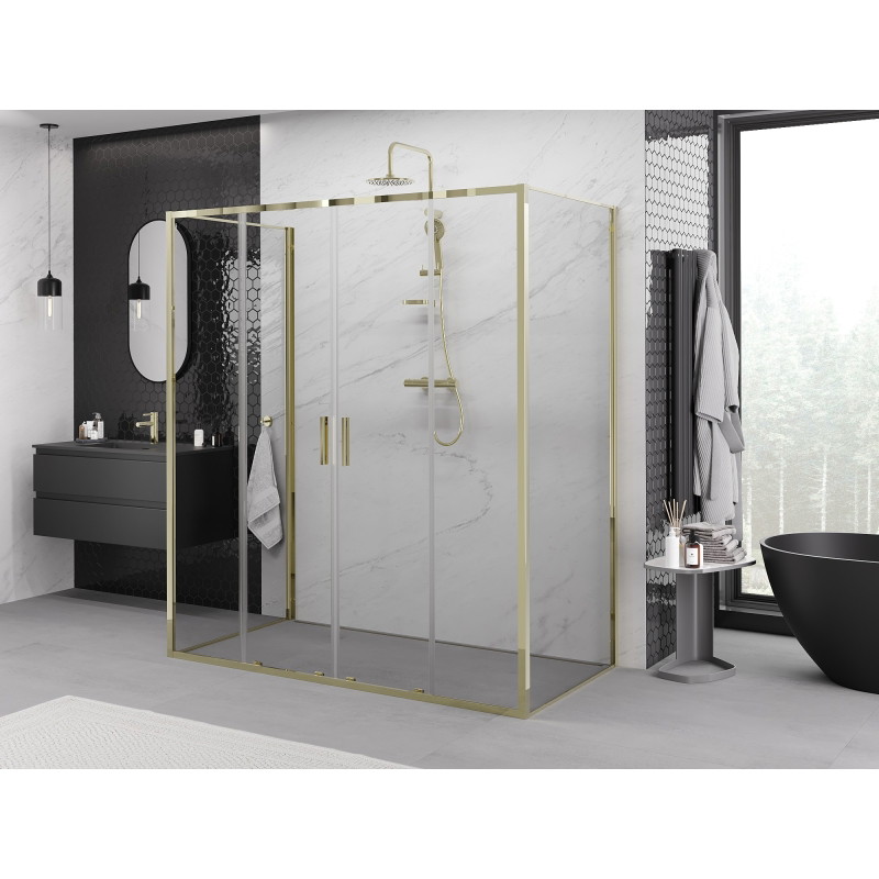 Mexen Exo-S Duo 3S cabine de douche à 3 parois coulissantes 170 x 90 cm, transparent, or - 8152-170-090-50-00-3S
