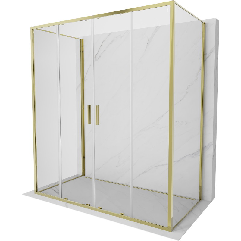 Mexen Exo-S Duo 3S cabine de douche à 3 parois coulissante 200 x 90 cm, transparent, or - 8152-200-090-50-00-3S