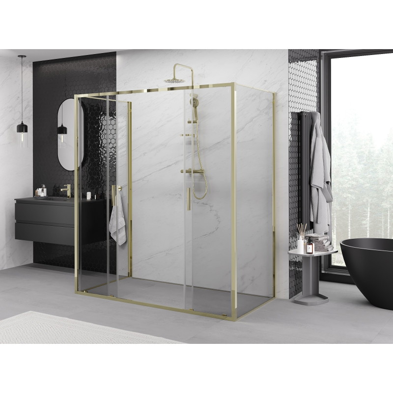 Mexen Exo-S Duo 3S cabine de douche à 3 parois coulissantes 200 x 95 cm, transparent, or - 8152-200-095-50-00-3S
