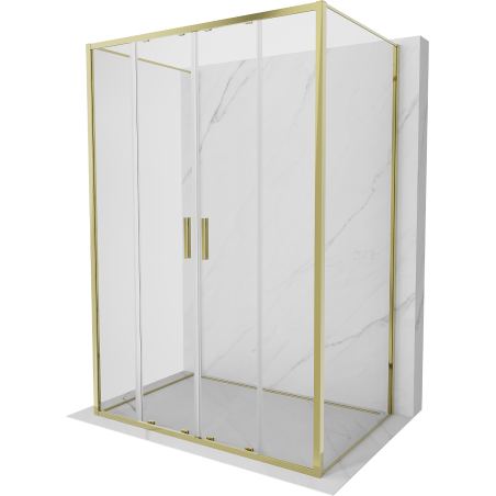 Mexen Exo-S Duo 3S cabine de douche 3 pans coulissante 160 x 100 cm, transparente, or - 8152-160-100-50-00-3S