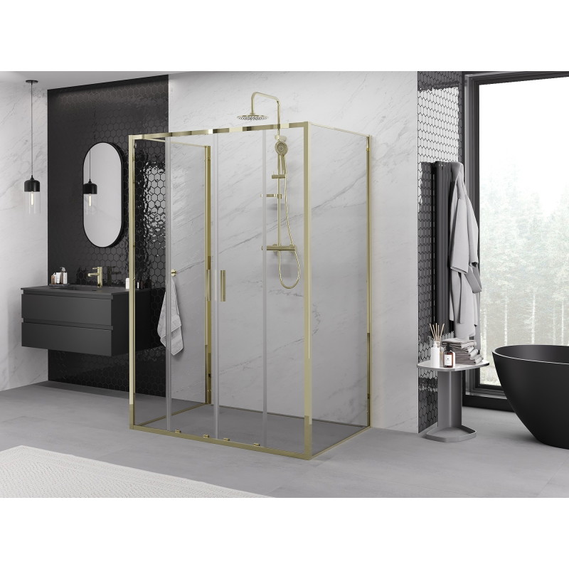 Mexen Exo-S Duo 3S cabine de douche 3 pans coulissante 160 x 100 cm, transparente, or - 8152-160-100-50-00-3S