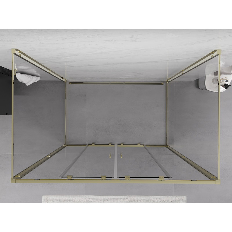 Mexen Exo-S Duo 3S cabine de douche 3 pans coulissante 160 x 100 cm, transparente, or - 8152-160-100-50-00-3S