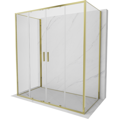 Mexen Exo-S Duo 3S cabine de douche 3 parois coulissante 180 x 100 cm, transparent, dorée - 8152-180-100-50-00-3S