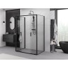 Mexen Exo-S Duo 3S cabine de douche à 3 parois coulissante 150 x 70 cm, transparent, noir - 8152-150-070-70-00-3S