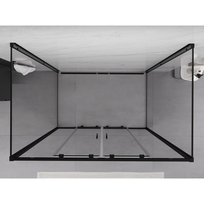 Mexen Exo-S Duo 3S cabine de douche à 3 parois coulissante 150 x 70 cm, transparent, noir - 8152-150-070-70-00-3S