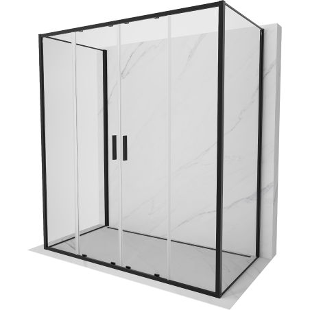 Mexen Exo-3S cabine de douche 3 parois coulissante 190 x 70 cm, transparent, noir - 8152-190-070-70-00-3S