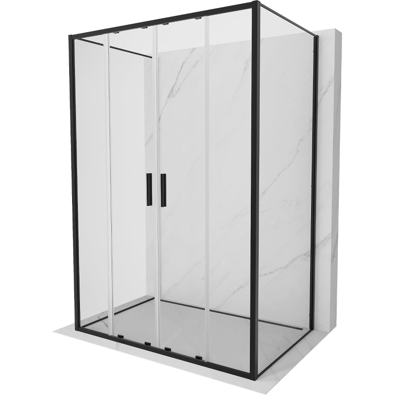 Mexen Exo-3S cabine de douche 3 parois coulissante 160 x 80 cm, transparent, noir - 8152-160-080-70-00-3S