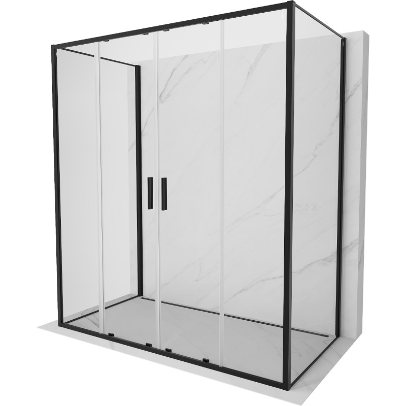 Mexen Exo-S Duo 3S cabine de douche coulissante à 3 côtés 200 x 80 cm, transparent, noire - 8152-200-080-70-00-3S