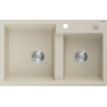 Mexen Tomas évier en granit à 2 cuves 800 x 500 mm, Beige, siphon Chrome - 6516802000-69