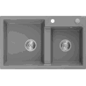 Mexen Tomas évier en granit 2 bacs 800 x 500 mm, gris, siphon chromé - 6516802000-71