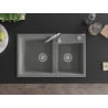 Mexen Tomas évier en granit 2 bacs 800 x 500 mm, gris, siphon chromé - 6516802000-71