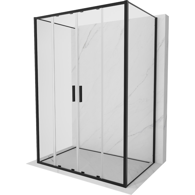 Mexen Exo-S Duo 3S cabine de douche 3 parois coulissantes 160 x 90 cm, transparent, noir - 8152-160-090-70-00-3S