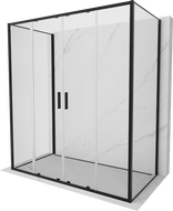 Mexen Exo-S Duo 3S cabine de douche coulissante 3 parois 180 x 95 cm, transparent, noire - 8152-180-095-70-00-3S