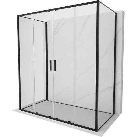 Mexen Exo-S Duo 3S cabine de douche 3 parois coulissante 190 x 95 cm, transparent, noir - 8152-190-095-70-00-3S