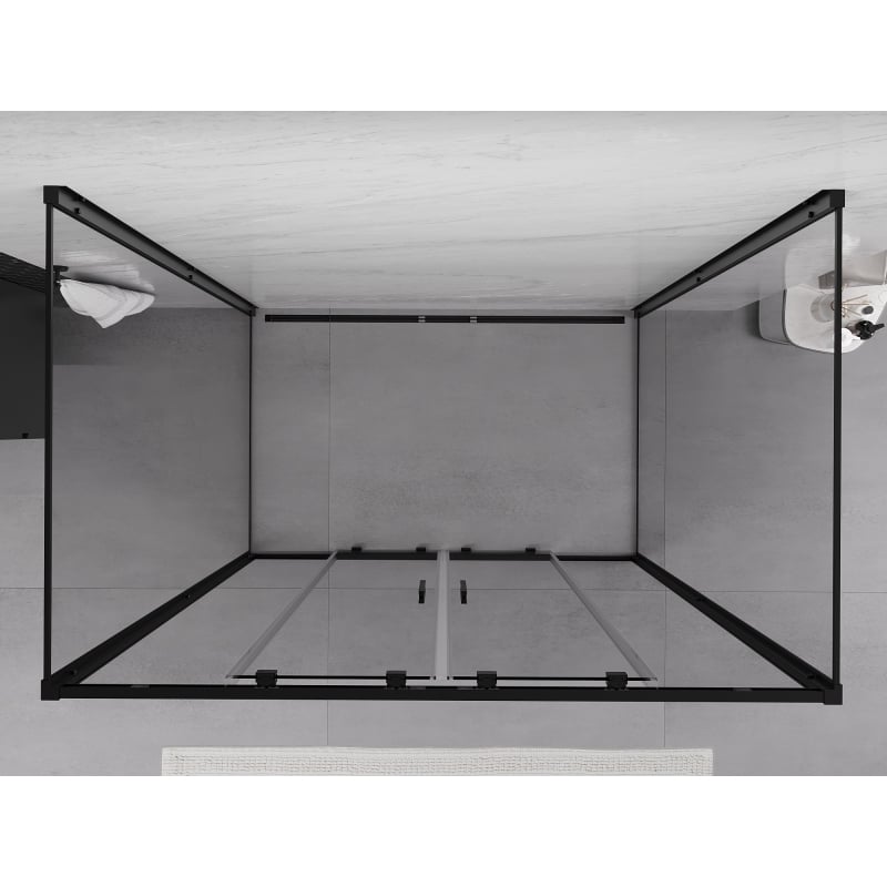 Mexen Exo-3S cabine de douche à 3 parois coulissante 140 x 100 cm, transparent, noir - 8152-140-100-70-00-3S