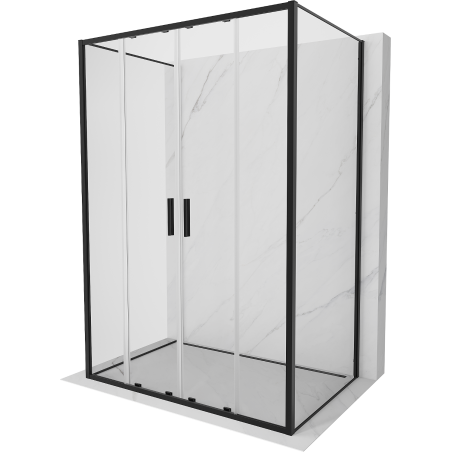 Mexen Exo-S Duo 3S cabine de douche à 3 parois coulissante 160 x 100 cm, transparent, noir - 8152-160-100-70-00-3S