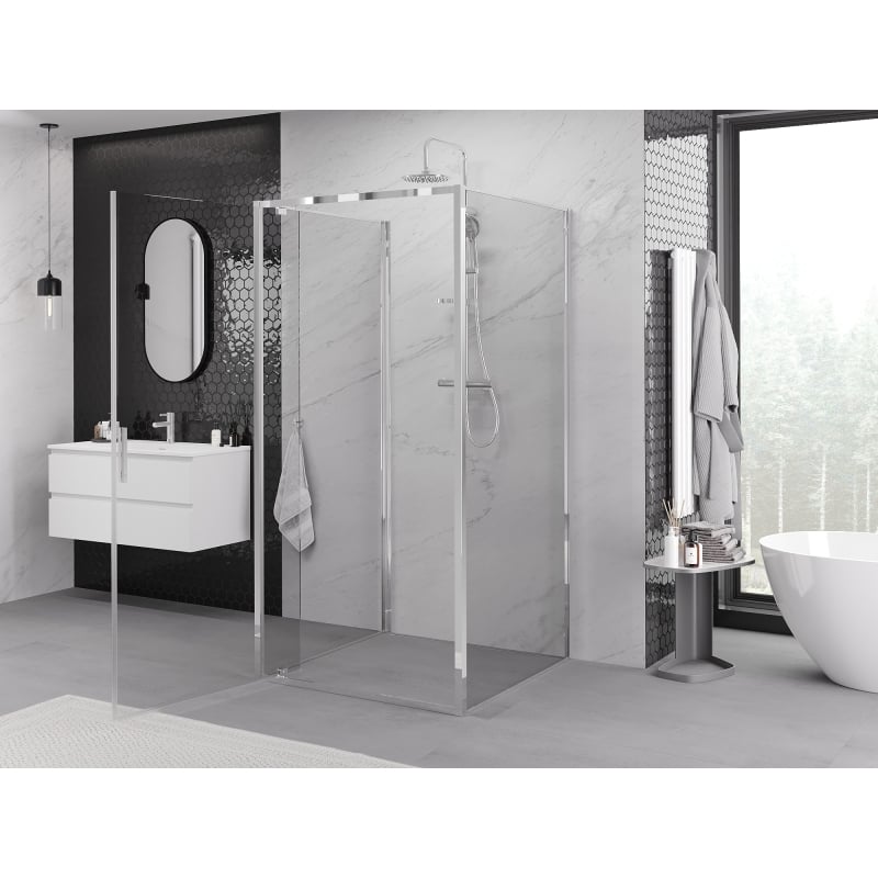 Mexen Exo-3S cabine de douche à 3 parois pivotante 70 x 70 cm, transparent, chrome - 8181-070-070-01-00-3S