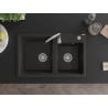 Mexen Tomas évier en granit 2 bacs 800 x 500 mm, noir/or métallisé, siphon chromé - 6516802000-75