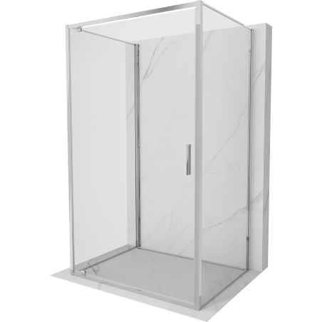 Mexen Exo-BR 3S cabine de douche 3 parois avec porte battante 90 x 80 cm, transparent, chrome - 8181-090-080-01-00-3S