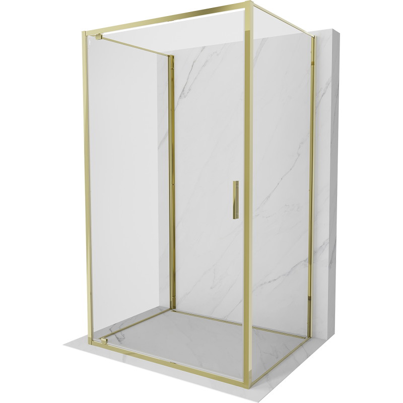 Mexen Exo-BR 3S cabine de douche 3 parois battante 80 x 70 cm, transparent, dorée - 8181-080-070-50-00-3S
