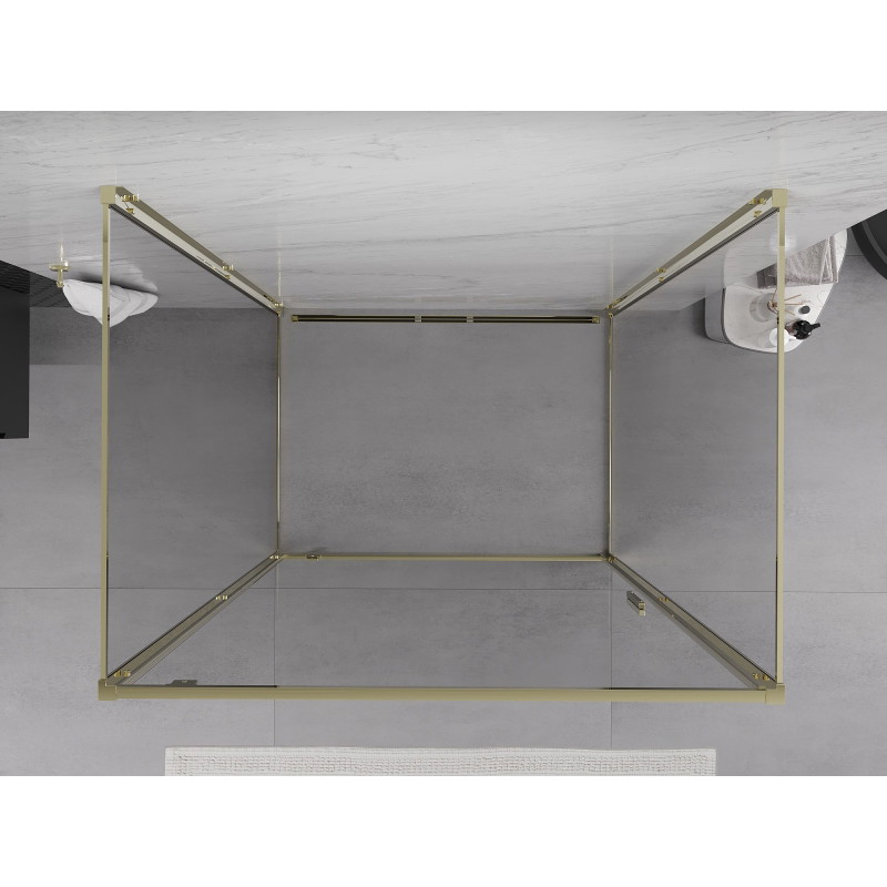 Mexen Exo-BR 3S cabine de douche à 3 murs pivotante 80 x 75 cm, transparent, or - 8181-080-075-50-00-3S