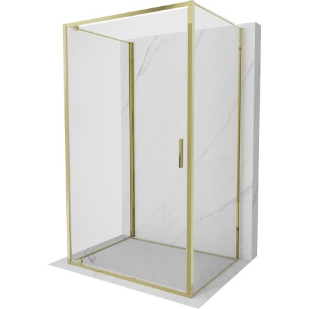 Mexen Exo-BR 3S cabine de douche à 3 parois pivotante 90 x 75 cm, transparente, dorée - 8181-090-075-50-00-3S