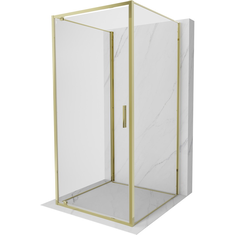 Mexen Exo-BR 3S cabine de douche 3 parois pivotante 80 x 80 cm, transparent, or - 8181-080-080-50-00-3S
