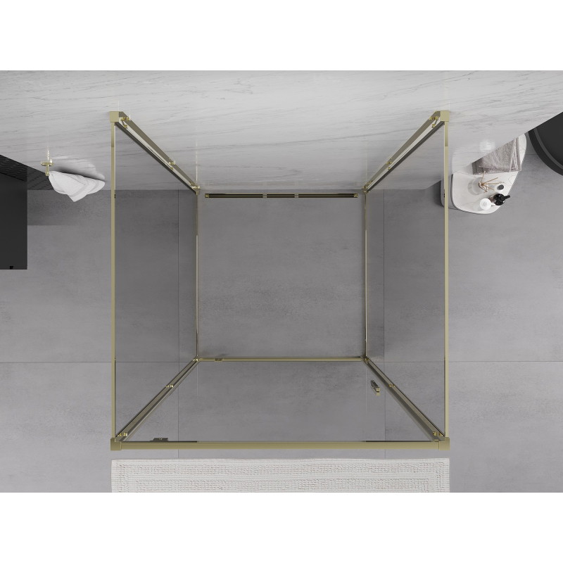 Mexen Exo-BR 3S cabine de douche 3 parois pivotante 80 x 80 cm, transparent, or - 8181-080-080-50-00-3S